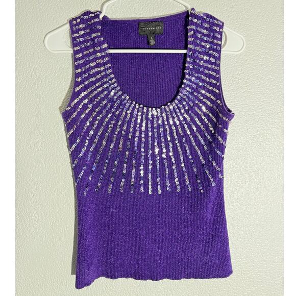 Investments Purple Sequin Knit Tank Top – Size Small - Picture 2 of 7